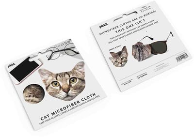 pikkii Cat Glasses Cloth – Microvezel Brillenpoetsdoek met Katten Design | Brillenreiniger & Schermdoekje 12x12x0.2cm 20gr