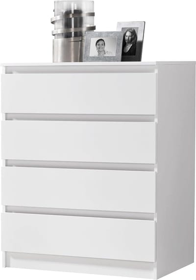 Ladekast met 4 Lades - Dressoir Organizer - Opbergen van Spullen - Kogellager Geleiders - 76x87 cm - Wit