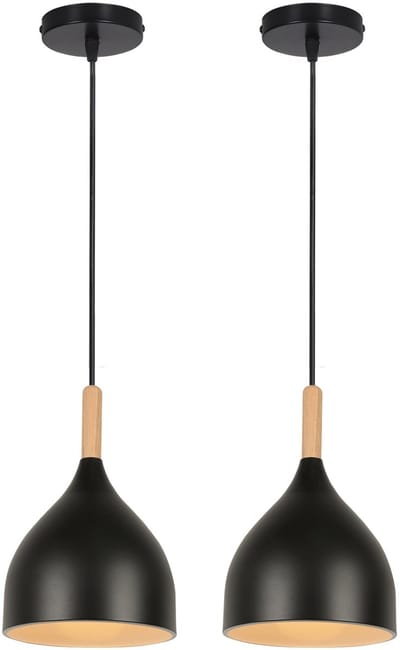 2 Stuks Hanglamp Modern E27 Kroonluchter Industrieel Slaapkamer Plafondlamp Zwart