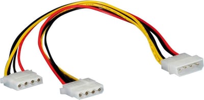 Molex (m) - 2x Molex (v) splitter - 0,30 meter