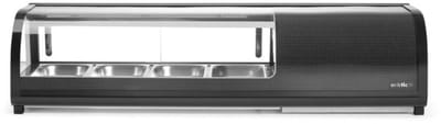 Arktic Sushi koelvitrine - rvs - 117,7x42,6x29,6 cm - zwart - 4x GN 1/3 bakken hoogte 40 mm