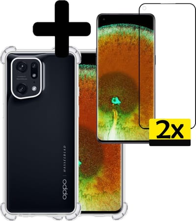 Hoesje - Met Screenprotector - 2 Stuks - Geschikt voor OPPO Find X5 - Sterk & Shockproof - Siliconen Case - Back Cover - Telefoon Hoes - Shock Proof - Telefoonhoesjes - Transparant