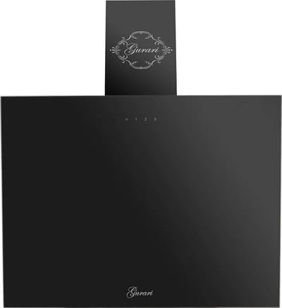 Gurari GCH D 286 BL 9 kookveld zonder kop 90 cm zwart glas, Afzuigkap 1000m³/h met afstandsbediening, touch control, timer, wandkap luchtafvoer/recirculatie