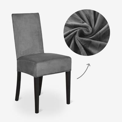 BankhoesDiscounter Velvet Stoelhoes – Donkergrijs – Eetkamer Stoelhoezen – Stoelhoezen Eetkamerstoelen – Stoelhoezen Stretch