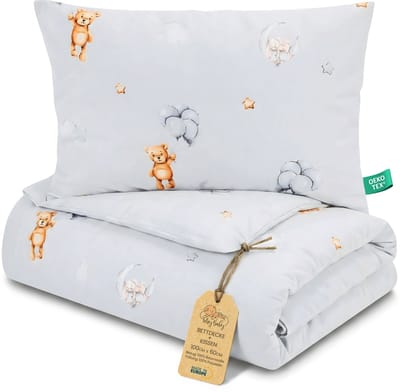 Kinder dekbed zonder hoes 60x100 cm - Katoenen baby deken en kussen set kinderdeken 60 x 100 en kussen 60 x 40 - Dekbedden kinderdekbed voor babybed Oeko-Tex Knuffelberen