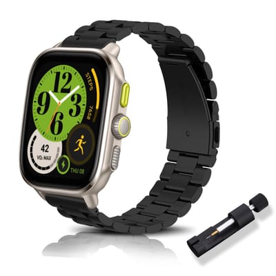 Dailygoods- Horlogeband 20 mm - Roestvrijstalen Horlogeband - Compatibel met Amazfit GTS 4/GTS 3 - Geschikt voor Smartwatches - Gepolijst Design - Zwart - Horlogebandje