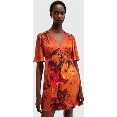 AllSaints Tian Dress Adela Burnt Orange Taglia: 12 | Abiti Mini Outlet | Donna | Arancione