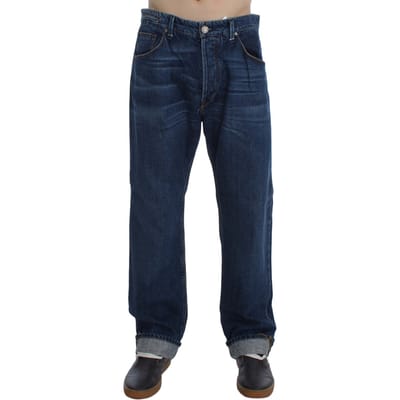 Acht Heren Blue Wash Katoenen Baggy Loose Fit Jeans