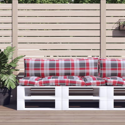 vidaXL - Palletkussens - 2 - st - ruitpatroon - stof - rood