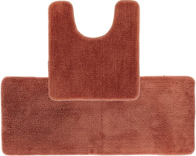 Tendance Badkamer Matten set Aquarius - roestbruin - extra lang - hoogpolig - microfiber