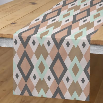 ABAKUHAUS – Geometrische rhombus-tafelloper – pastelkleuren, 40x225 cm