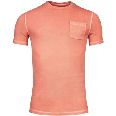 Thomas Maine T-Shirt Crew Neck Chest Pocket Pigment Dyed Coral / male