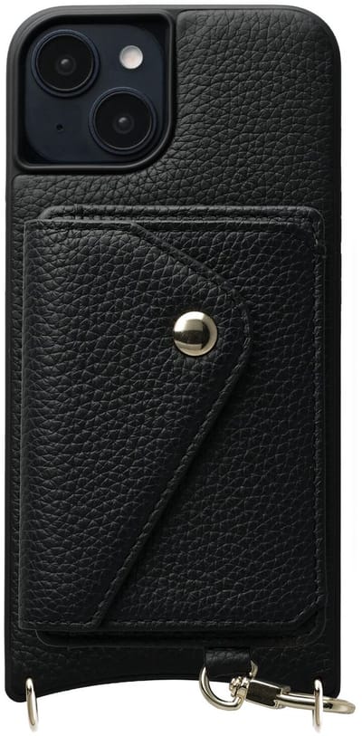 AVY Leren Hoesje Geschikt voor Apple iPhone 14 / 13 | Met Magnetische Kaarthouder | Compatibel met MagSafe | Leather Case met Wallet | Zwart