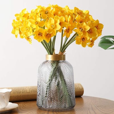 Allecto - Kunstmatige Narcissen Bloemen - Gele Zijde Bloem Boeketten - Perfect voor Bruiloften - Indoor Outdoor Decoratie - 6 Stuks - Romantische H...