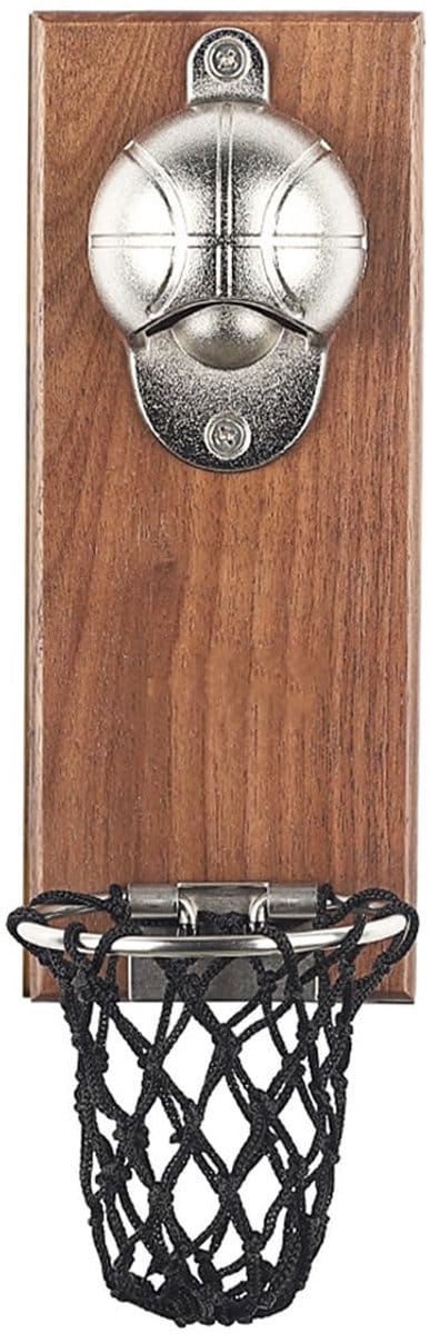 Cosensi - Dailygoods - Dailygoody - Magnetische Basketbal Flessenopener - Houten Muuropener met Doppenopvanger - Cadeau voor Basketbal- en Bierliefhebbers - Perfecte Keuken-..