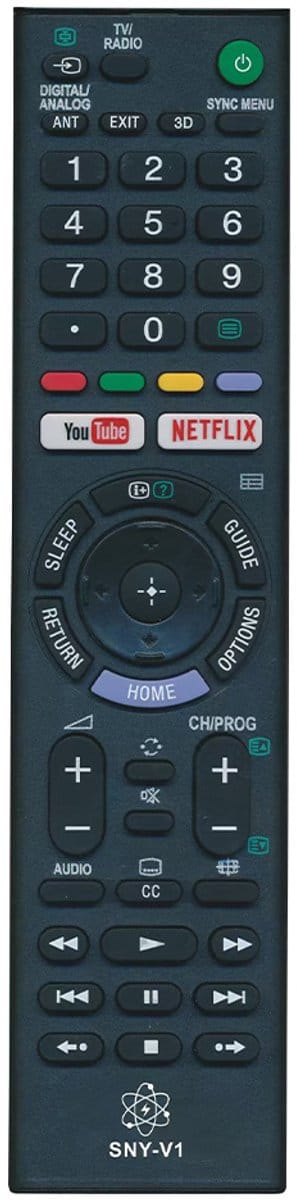 Slimtron Universele Sony Afstandsbediening – Geschikt voor alle Sony Bravia en Smart TV's – Met Netflix en YouTube Sneltoetsen – TX300E TX310 TX100D TX200 en meer - Model SNY-V1