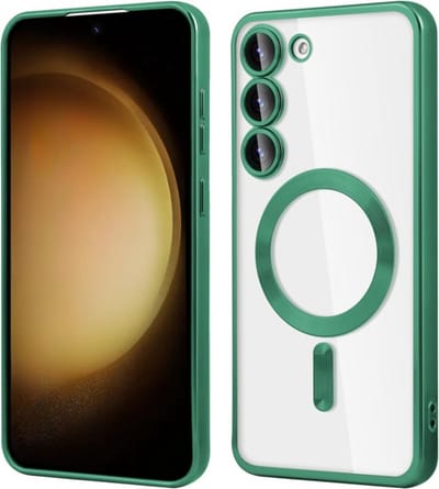 Telefoonhoesje Geschikt voor Samsung Galaxy S22 – Siliconen Hoes met Chroom – Compatibel met MagSafe – Geïntegreerde Camerabescherming – Groen – FuturiQ