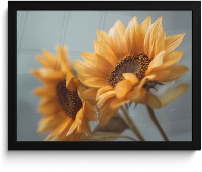 Poster in lijst - Fotolijst 40x30 cm - Posters - Zonnebloemen - Geel - Wazig - Posterlijst zwart - Decoratie - Wanddecoratie woonkamer - Muurdecoratie slaapkamer