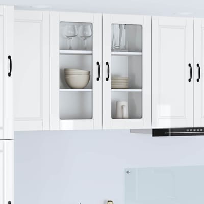vidaXL - Wandglas - Kasten - PORTO - Hoogglans - wit - 80 - x - 31 - x - 80 - cm
