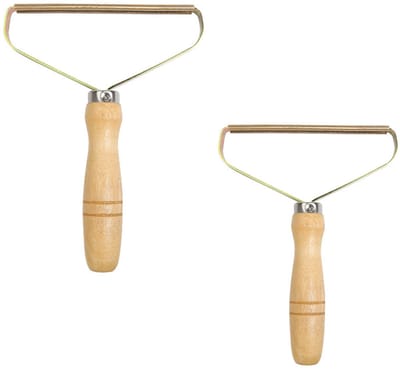 TOVBMUP 2 Stuks Pluizenverwijderaar - Tragbare Fusselrasierer - 18x13.5cm - Snel en Eenvoudig Gebruik - Geschikt voor Kleding, Tapijt en Meubels - Houten Behuizing