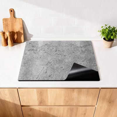 KitchenArt - Urban Stone – Inductie Beschermer - 71x52 cm - Kookplaat Beschermer - Luxe Afdekplaat Inductieplaat - Anti-slip & Oprolbaar - Beschermmat Inductiekookplaat
