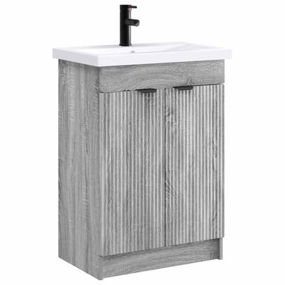vidaXL - Badkamermeubel - Set - Grijs - Sonoma - 56 - x - 37,5 - x - 81 - cm - Bewerkt - hout