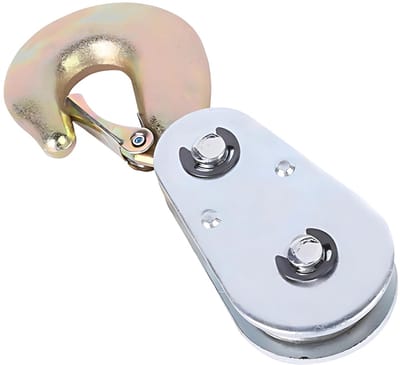 Hijskatrol Met Haak - Stalen Rukblok - Zwaar Hijswerk - Hoge Draagkracht - 15 Cm - Zilver