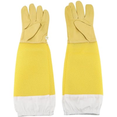 Gants de protection pour apiculteurs avec manches longues en maille, outil de travail pour apiculteurs débutants, taille XL beige