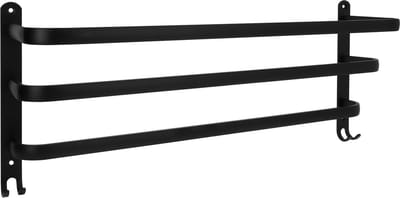 QUVIO Handdoekenrek - Met 3 stangen - Handdoekhouder - Handdoekstang - Voor aan de wand - Handdoekenrekje - RVS - Zwart - 60 cm