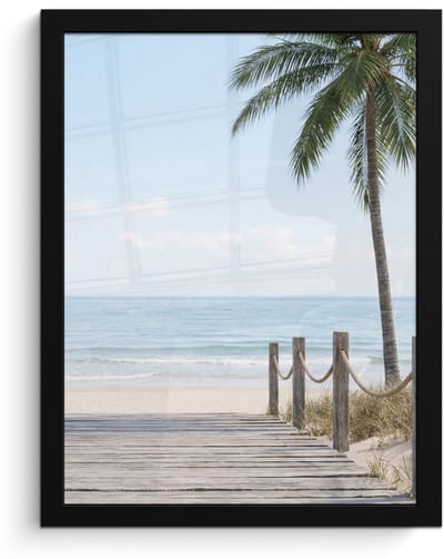 Poster in lijst - Fotolijst 30x40 cm - Posters - Palmbomen - Pad - Horizon - Posterlijst zwart - Decoratie - Wanddecoratie woonkamer - Muurdecoratie slaapkamer