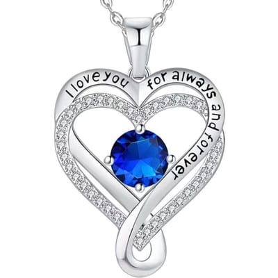 Lumici® Exclusive | Hart In Hart Ketting V3 - Zilveren Hartjes Ketting - S925 Sterling Zilver - Blauwe CZ Kubieke Zirconia - Valentijn Cadeau - Cadeau Voor Haar - Moederdag Cadeau - Dames Ketting - Liefde - Tijdloos Design