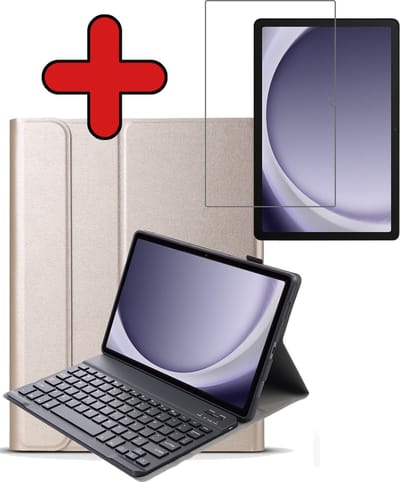Hoes - Geschikt voor Samsung Galaxy Tab A9 Plus - Met Screenprotector - Toetsenbord Case - Keyboard Book Cover - Hoesje - Goud