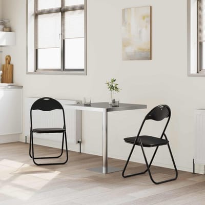 vidaXL - Inklapbare - stoel - 2 - st - Kunstleer - Zwart - 48 - x - 43,5 - x - 81 - cm