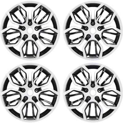 4 STKS 15 Inch Velgkap Naafkap Clip-On Stijlvolle ABS Wielnaafkap Vervanging voor Peugeot 208 Silver Black