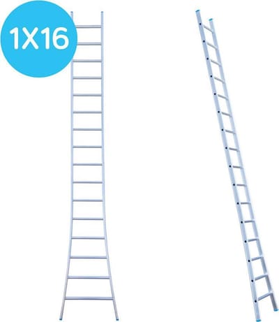 Eurostairs Ladder enkel uitgebogen 1x16 sporten