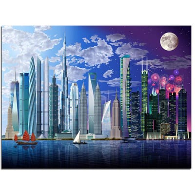 Wereld hoogste gebouwen Garry Walton 5D DIY Diamond schilderij diamant borduurwerk 20X30CM gray