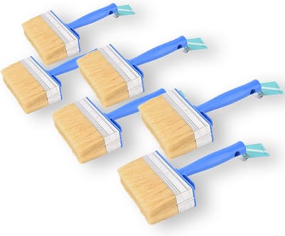 Professionele Blauwe Blokkwastenset van Plastic - Set van 6 Stuks - Geschikt voor Water- en Olie-gebaseerde Verf - 40x140mm Verfkwasten