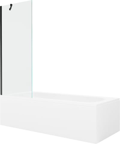 Mexen Vega rechthoekig bad 150 x 70 met ombouw en 1-vleugelig scherm 70 , transparant, zwart - 550115070X9507000070