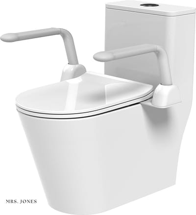 Mrs. Jones Opvouwbare Toiletbrilverhoger met Handgrepen - Robuuste Toiletsteunframe Zonder Boren - Toiletgreep voor Gehandicapten Vrijstaand Toiletverhoger
