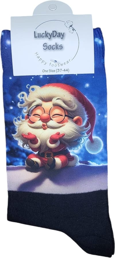 Kerstsokken - Kerstcadeau liefde - Kerstman kus sokken - December Kado - Love -Grappige sokken - Leuke sokken - Vrolijke sokken - Kerst Cadeau sokken - LuckyDay Socks - Sokken waar je vrolijk van wordt - Maat 37-44
