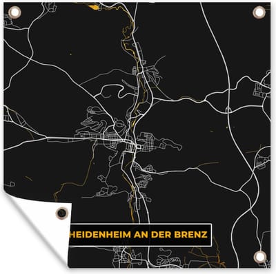 Tuin poster Plattegrond – Heidenheim an der Brenz – Goud – Stadskaart - Kaart - 200x200 cm - Tuindoek