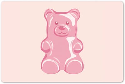 Placemats 45x30 cm - Placemat kunststof - 1 stuk - Beer - Roze - Snoep - Borden onderleggers - Decoratie voor op tafel - Keuken tafeldecoratie accessoires - Vinyl onderlegger - Tafelversiering