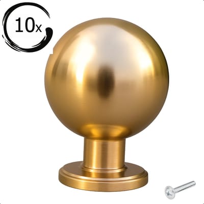 10X Meubelknop Rond Mat Goud Ø 24mm - Kastknopjes - Knoppen voor keukenkast - deurknopjes - Meubelknoppen / Kastknoppen Goud