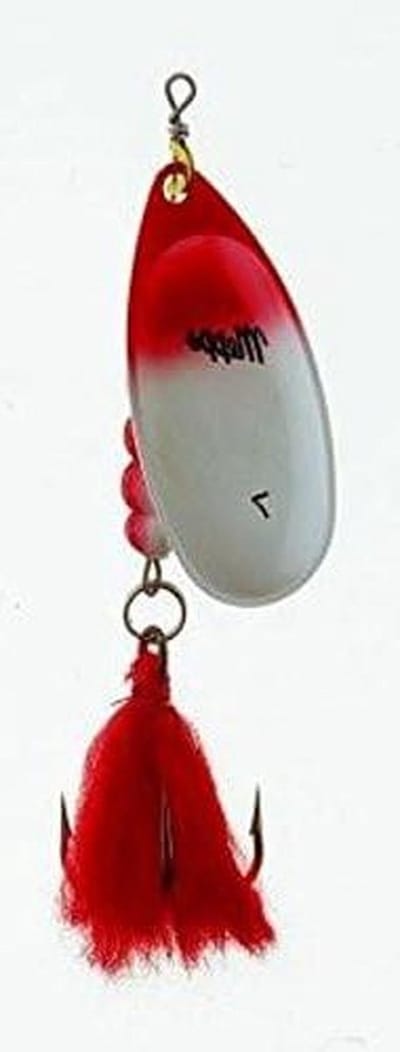 Spinner Hengelsport - Kunstaas Vissen - Vis Vangen - Gouden Afwerking - Maat 7 - Rood Wit