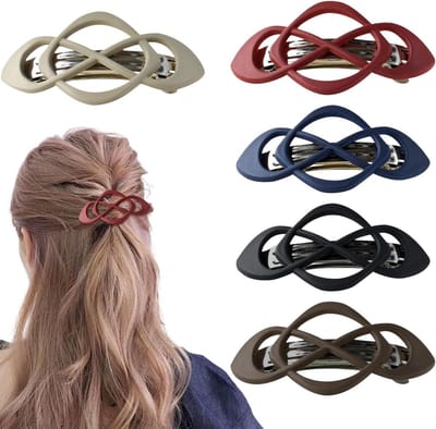 SnelShoppen - 5 Stuks Chinese Knot Haarspelden, Flat Franse Haarclips voor Dun Haar, Holle Gebogen Haarclips met Sterke Grip voor Vrouwen Haaraccessoi