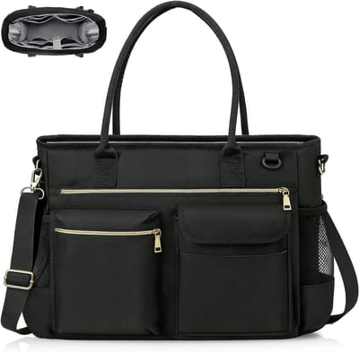 Grote Laptoptas voor Vrouwen, 15.6 Inch Laptop Bag, Handtas met Isolatie, Werk- en Schooltas, Ruime Briefcase, Zwart