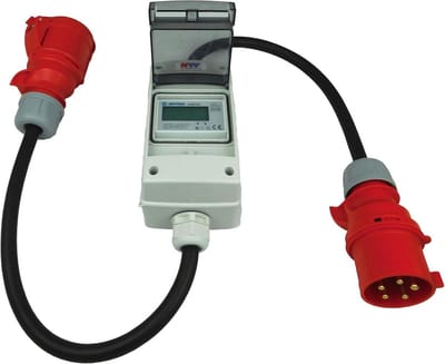 Digitale 3-Fasen Stroommeter Adapter 32A 400V CEE Mobiel Geijkt IP44