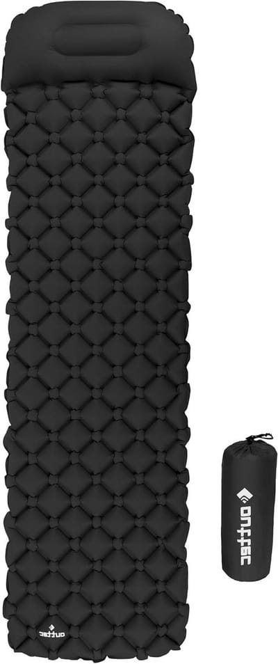 Kampeer Slaapmat - Luchtbed Outdoor - Buiten Rusten - Ingebouwde Kussen - 195 x 55 cm - Zwart