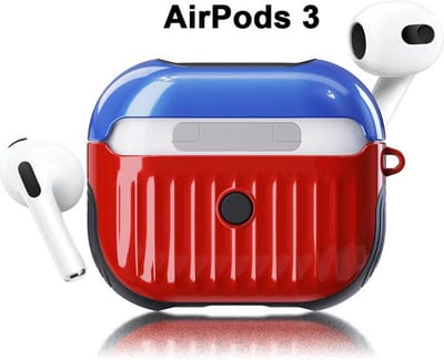 Koffer case - Apple Airpods 3 - rood zwart - siliconen musketon