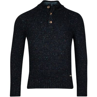 Baileys Trui Fantasy Contrast Knit Colors Half Zip Buttons Single Knit Navy / male